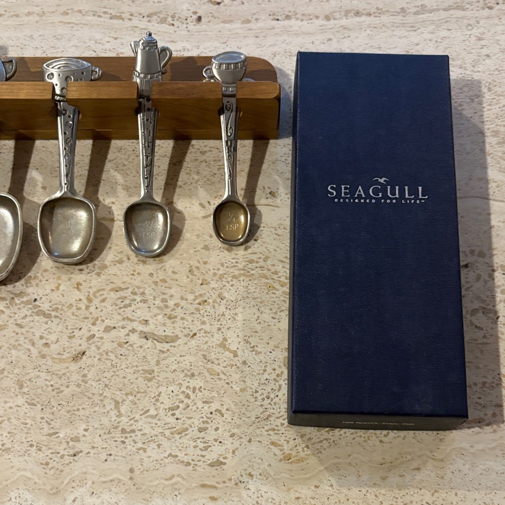 Seagull Pewter Measuring Spoons with rack